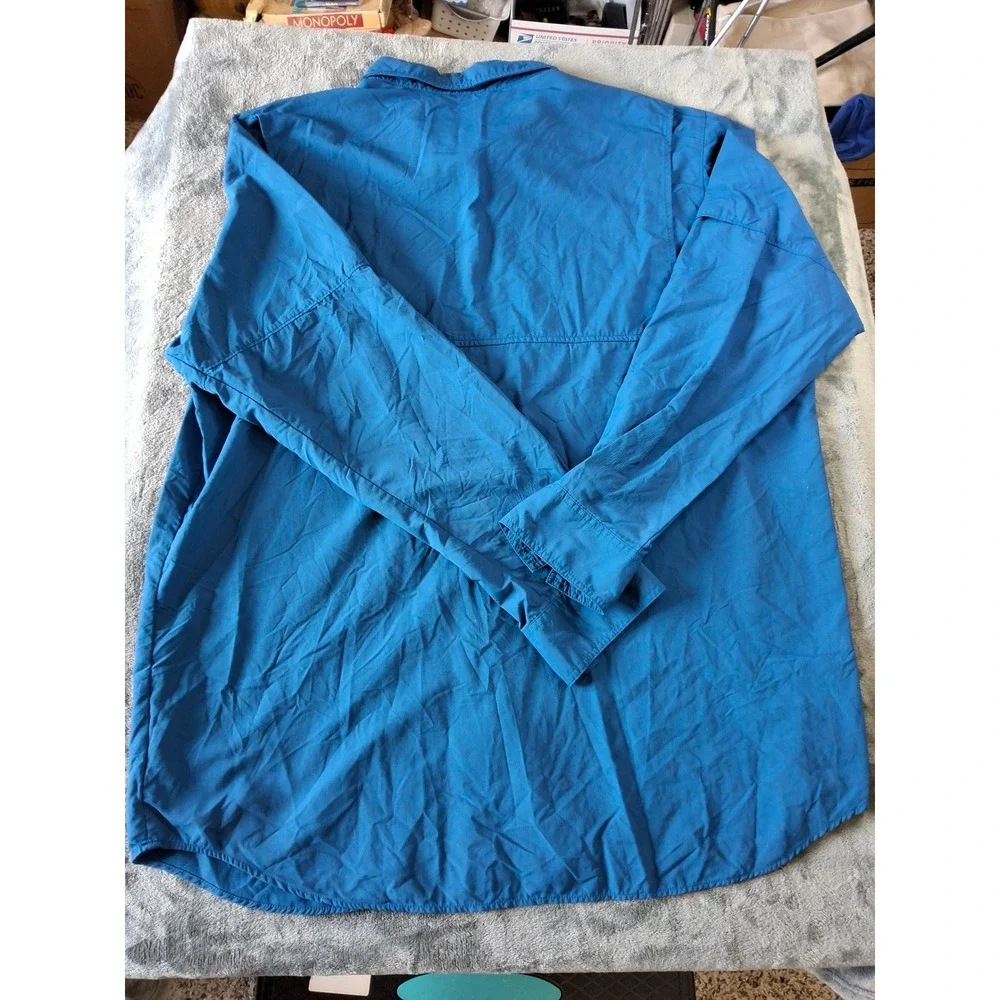 Columbia Mens Omni-Shade Blue Long Sleeve Fishing Hiking Shirt 2XT Tall‎